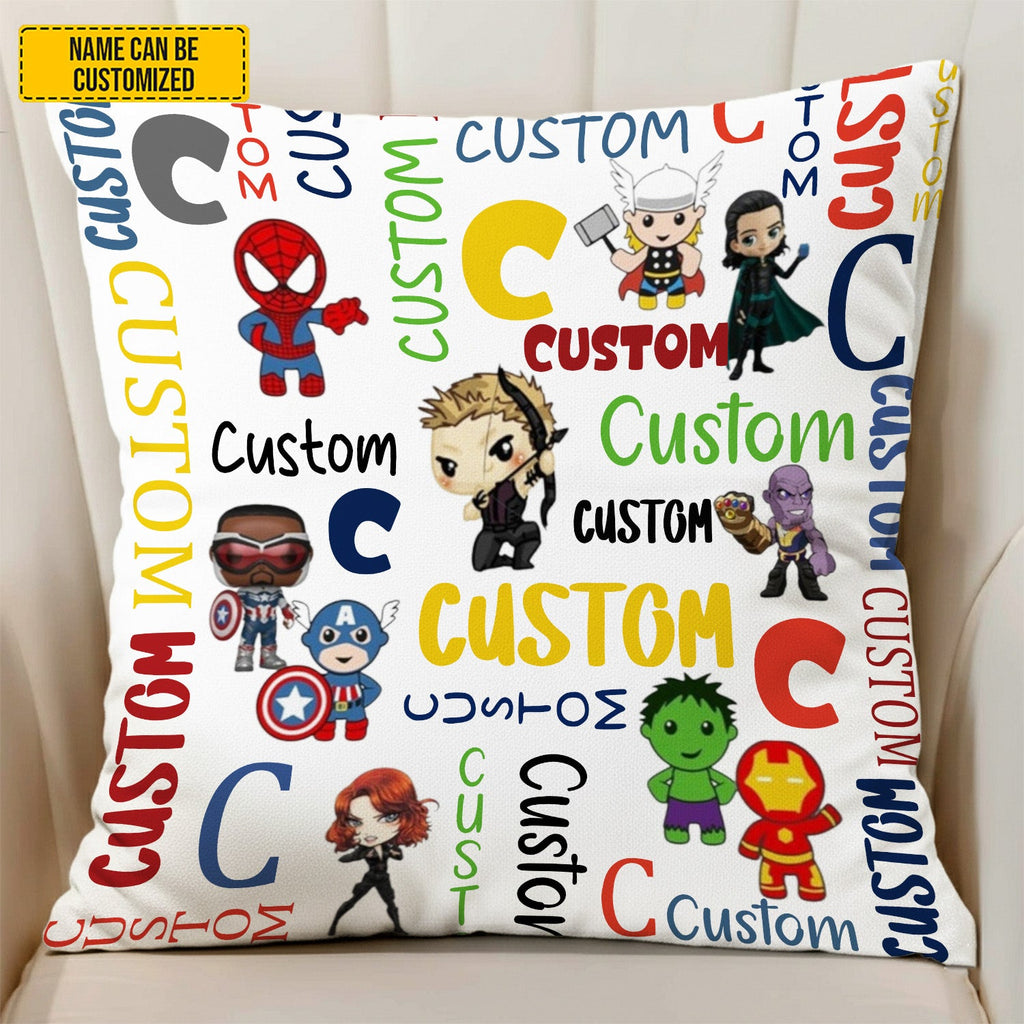 Personalized Super Kid Pillow Custom Name Gift for Kids GradoCreations