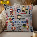 Personalized Kids Pillow with Superhero Design Custom Name Gift GradoCreations