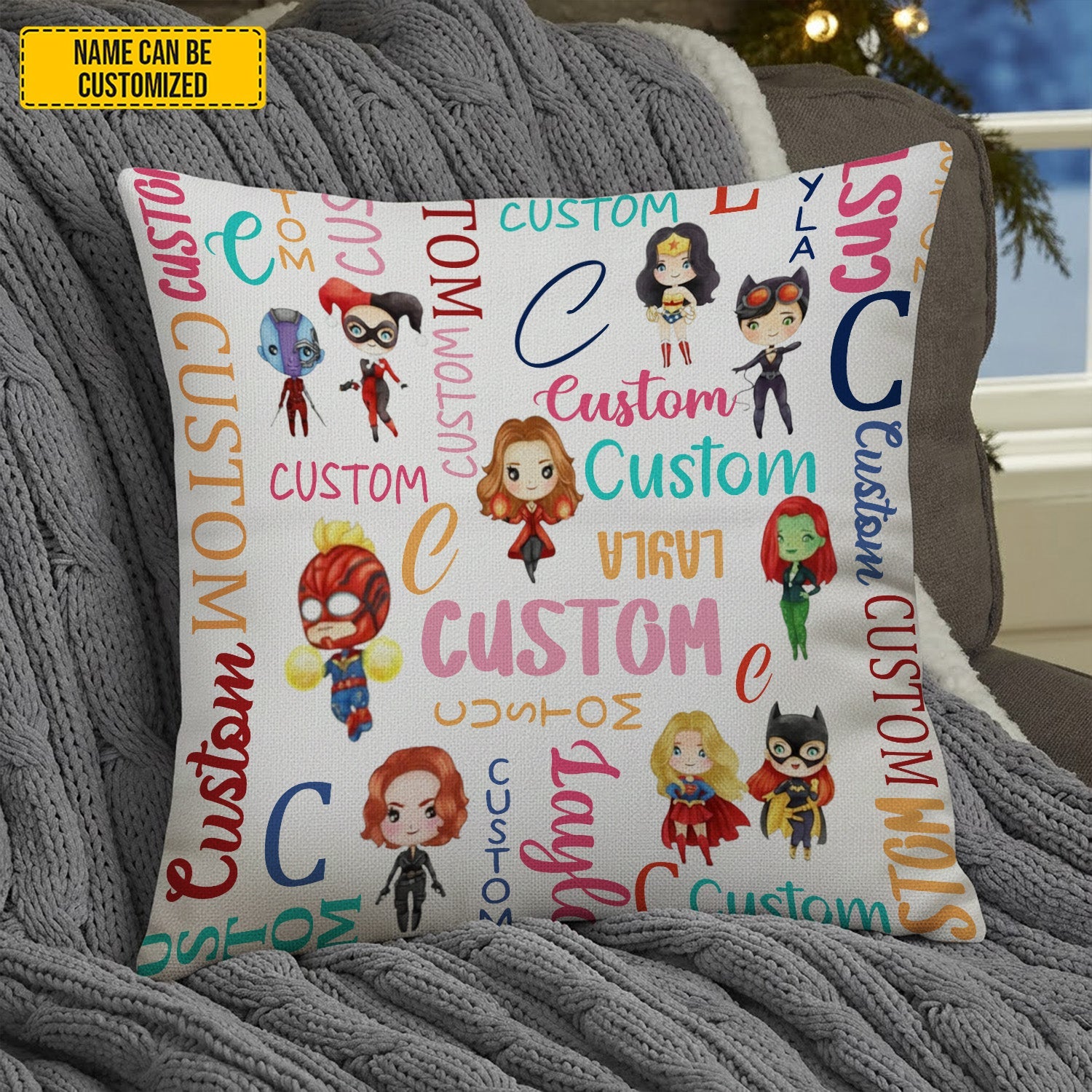 Personalized Kids Pillow Custom Name Hero Design Gift GradoCreations
