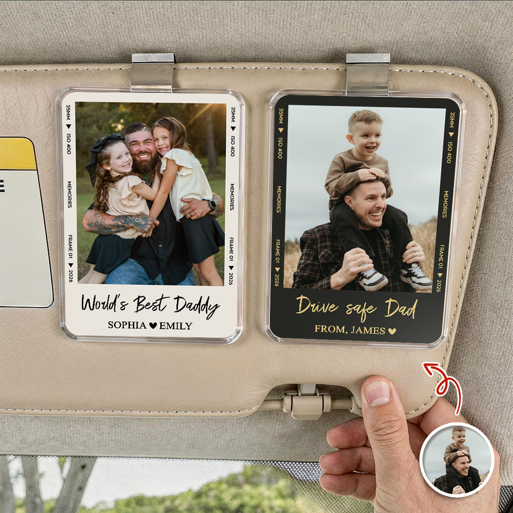 Personalized Acrylic Car Visor Clip Custom Photo Gift for Dad HN590 - Acrylic Car Visor Clip GradoCreations