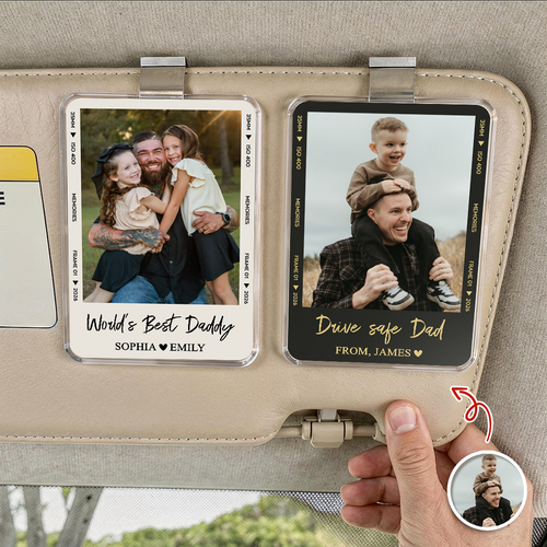 Personalized Acrylic Car Visor Clip Custom Photo Gift for Dad HN590 - Acrylic Car Visor Clip GradoCreations