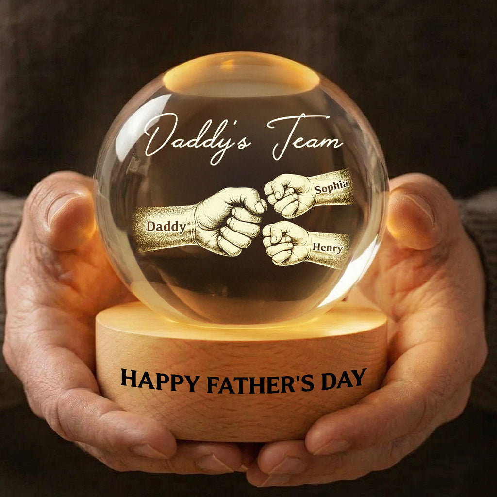 Personalized Crystal Globe Lamp for Dad with Custom Design - Unique Father's Day Gift