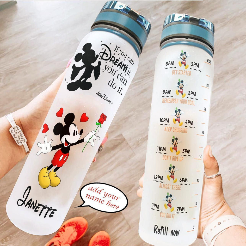 Personalized Mickey Mouse Water Tracker Bottle with Custom Name Gift for Kids Water Tracker Bottle GradoCreations
