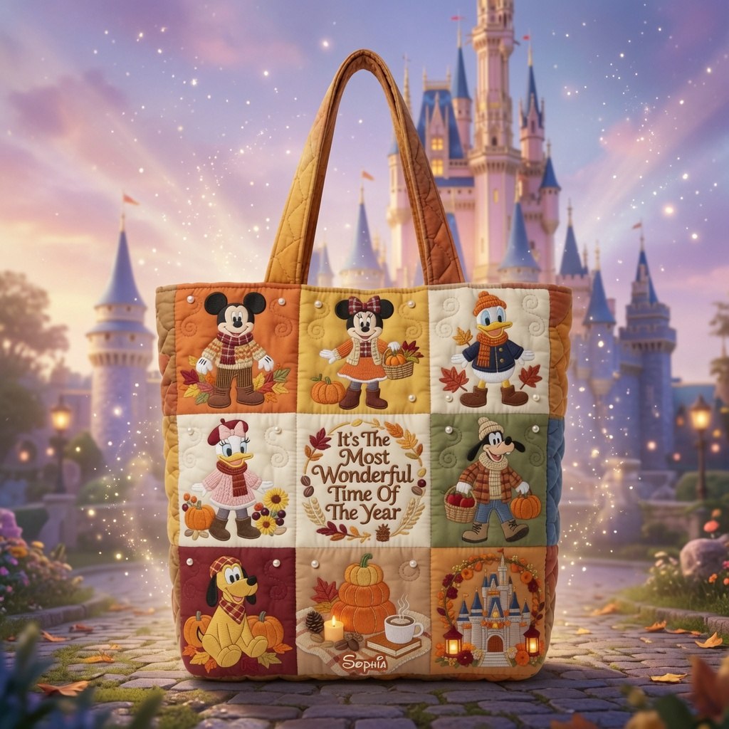 Personalized Quilted Tote Bag Festive Design for Movie Fans