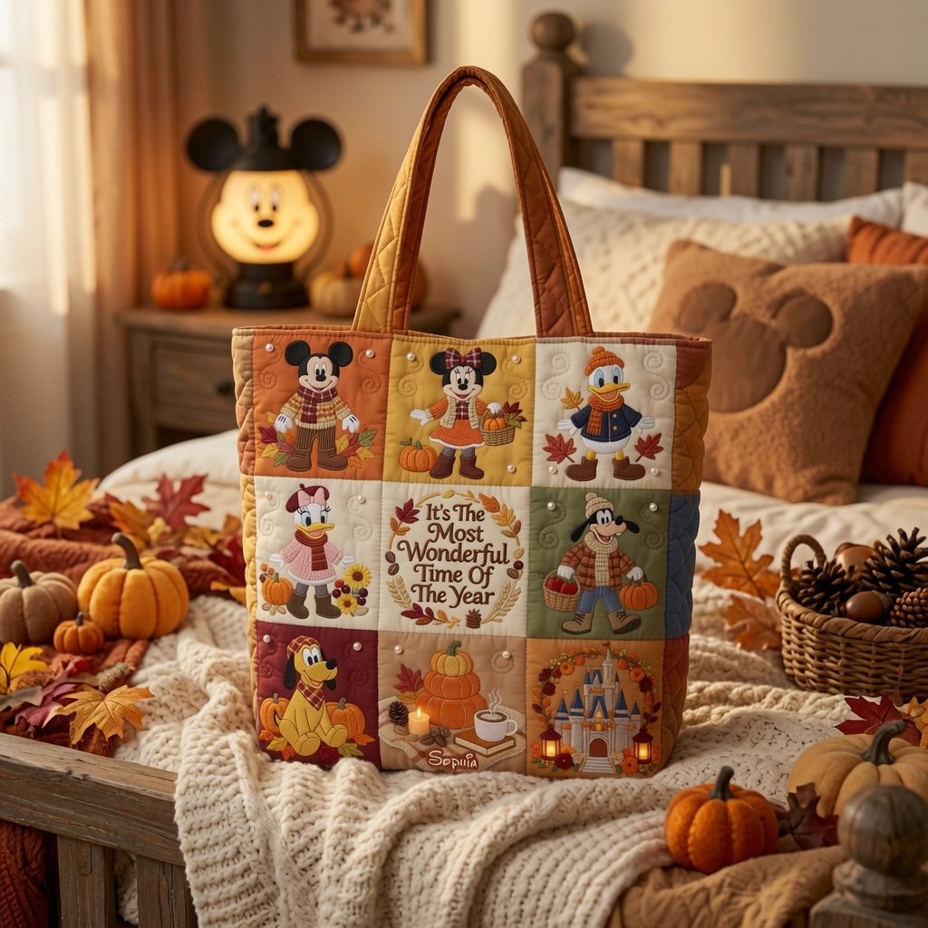 Personalized Quilted Tote Bag Festive Design for Movie Fans