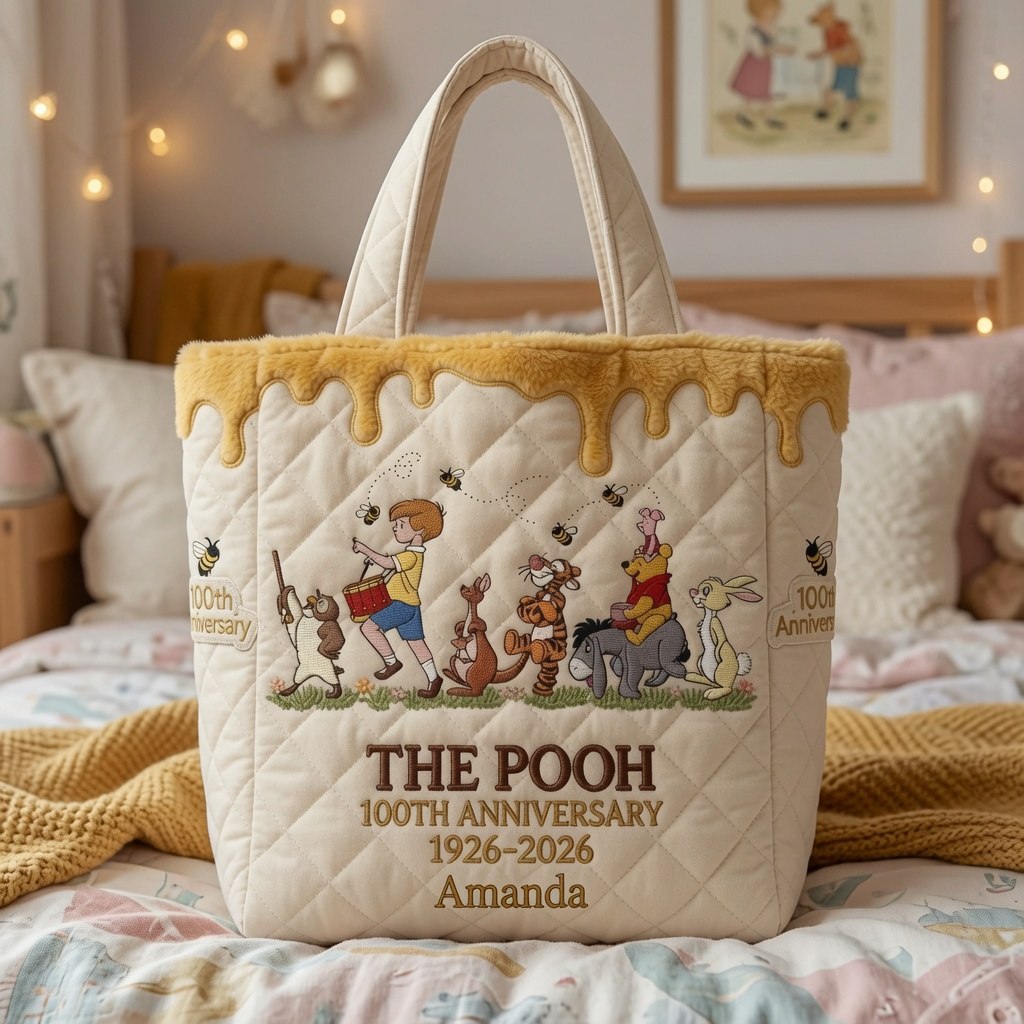 Personalized Quilted Tote Bag 100th Anniversary Gift for Movie Fans Quilted Tote Bag GradoCreations