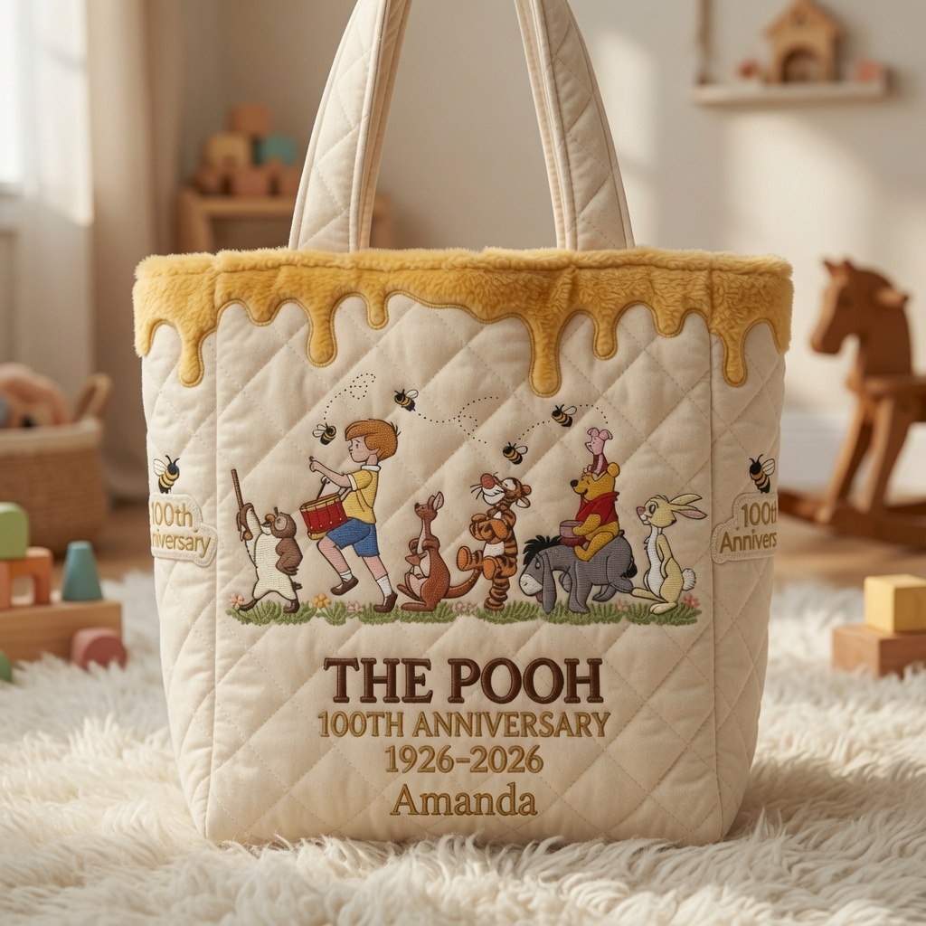Personalized Quilted Tote Bag 100th Anniversary Gift for Movie Fans Quilted Tote Bag GradoCreations