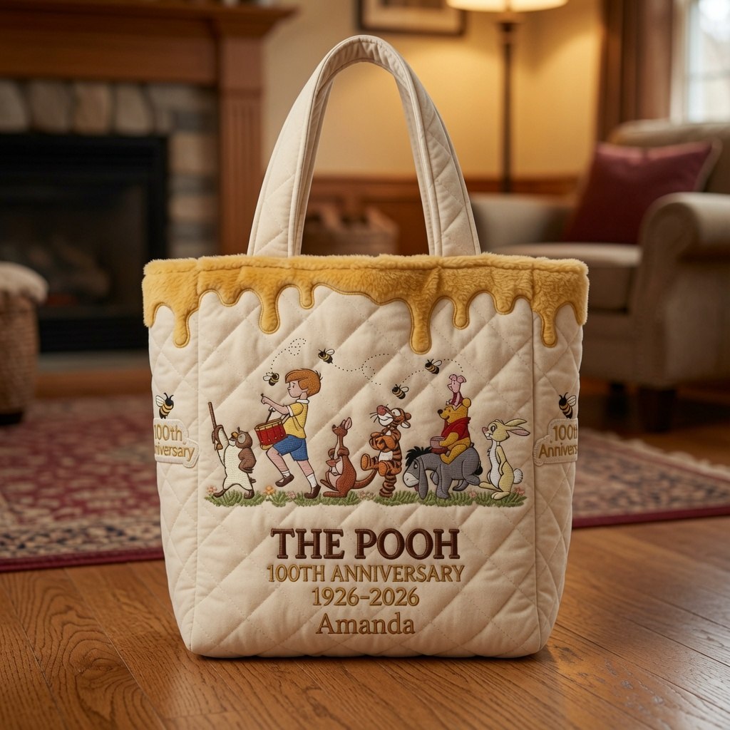 Personalized Quilted Tote Bag 100th Anniversary Gift for Movie Fans Quilted Tote Bag GradoCreations