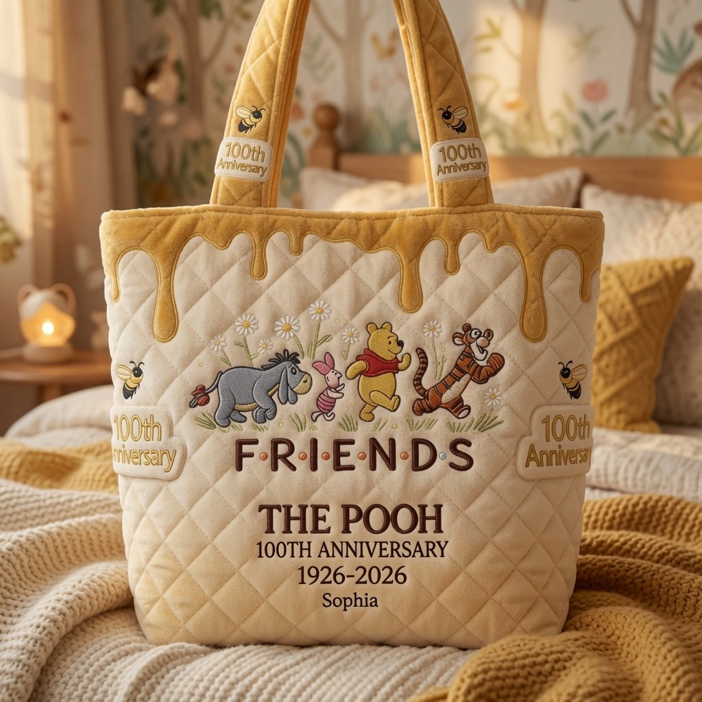 Personalized Quilted Tote Bag 100th Anniversary Gift for Movie Fans Quilted Tote Bag GradoCreations