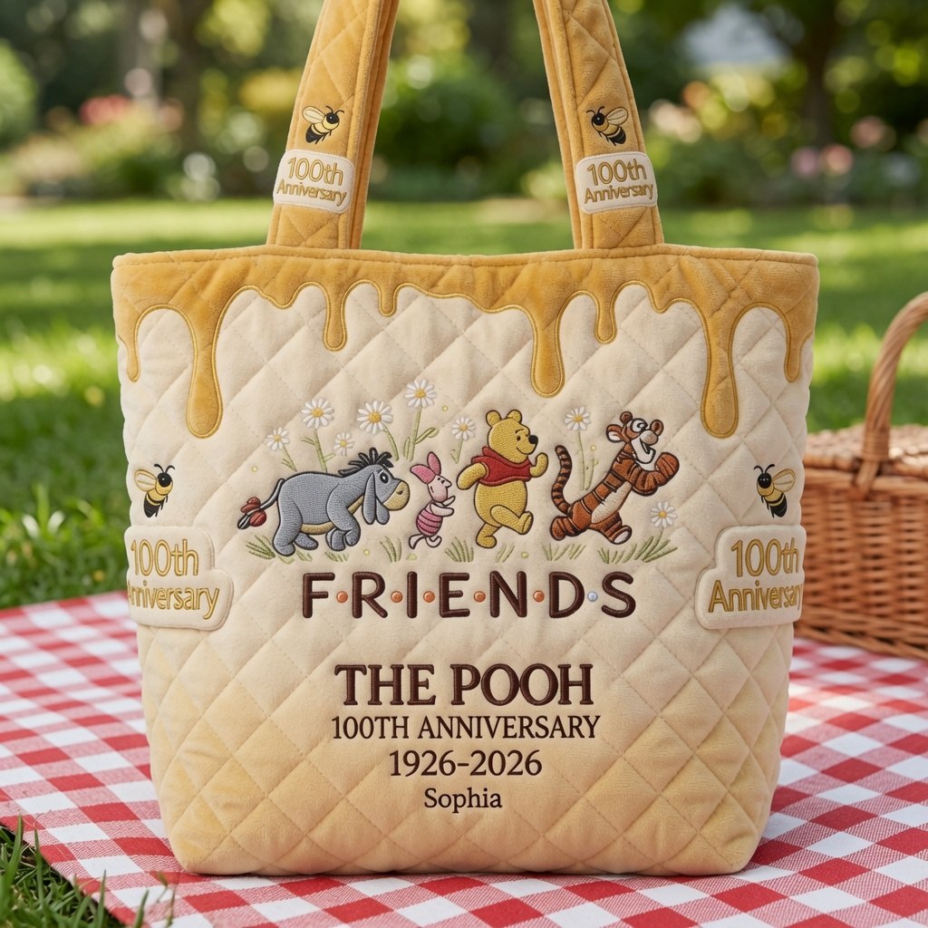 Personalized Quilted Tote Bag 100th Anniversary Gift for Movie Fans Quilted Tote Bag GradoCreations