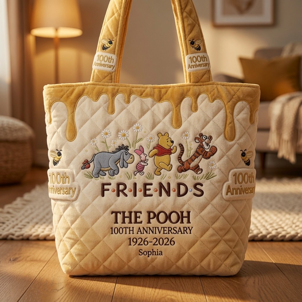 Personalized Quilted Tote Bag 100th Anniversary Gift for Movie Fans Quilted Tote Bag GradoCreations