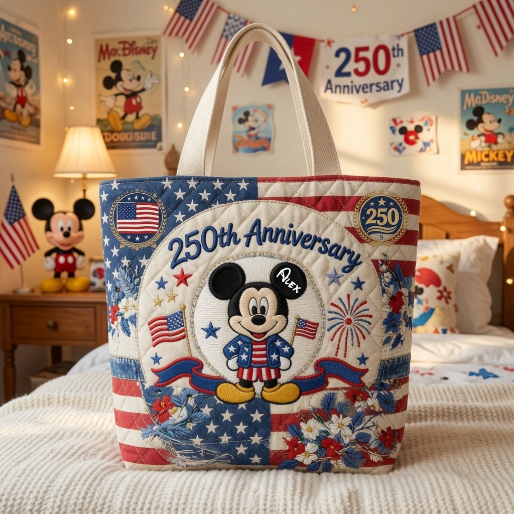 Personalized Quilted Tote Bag 250th Anniversary Gift for Her Quilted Tote Bag GradoCreations