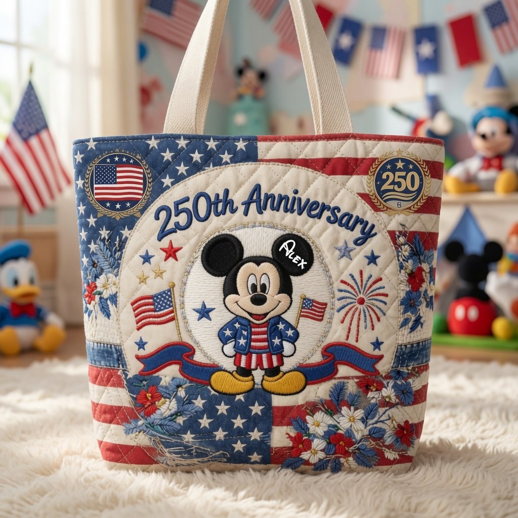 Personalized Quilted Tote Bag 250th Anniversary Gift for Her Quilted Tote Bag GradoCreations