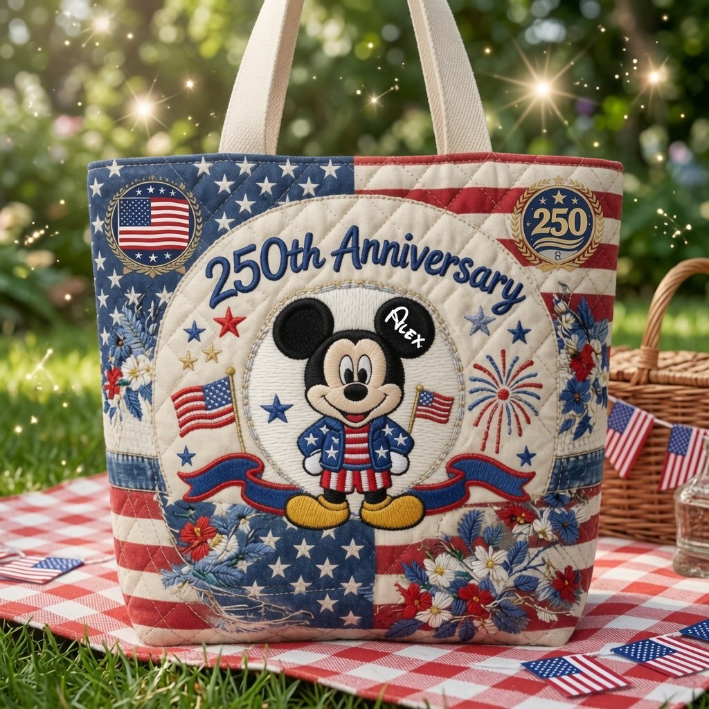 Personalized Quilted Tote Bag 250th Anniversary Gift for Her Quilted Tote Bag GradoCreations