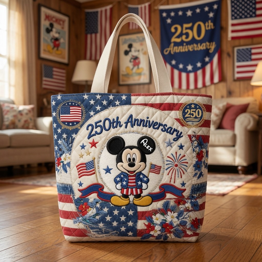 Personalized Quilted Tote Bag 250th Anniversary Gift for Her Quilted Tote Bag GradoCreations