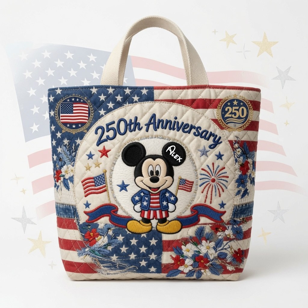 Personalized Quilted Tote Bag 250th Anniversary Gift for Her Quilted Tote Bag GradoCreations