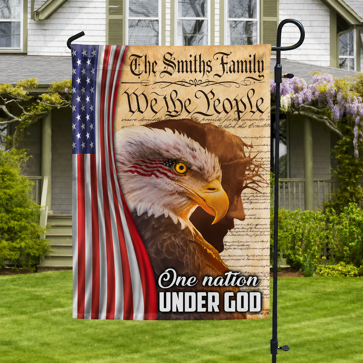 American Flag with Eagle & Jesus - Personalized 250th Anniversary Gift