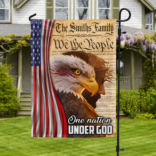 American Flag with Eagle & Jesus - Personalized 250th Anniversary Gift Flag GradoCreations