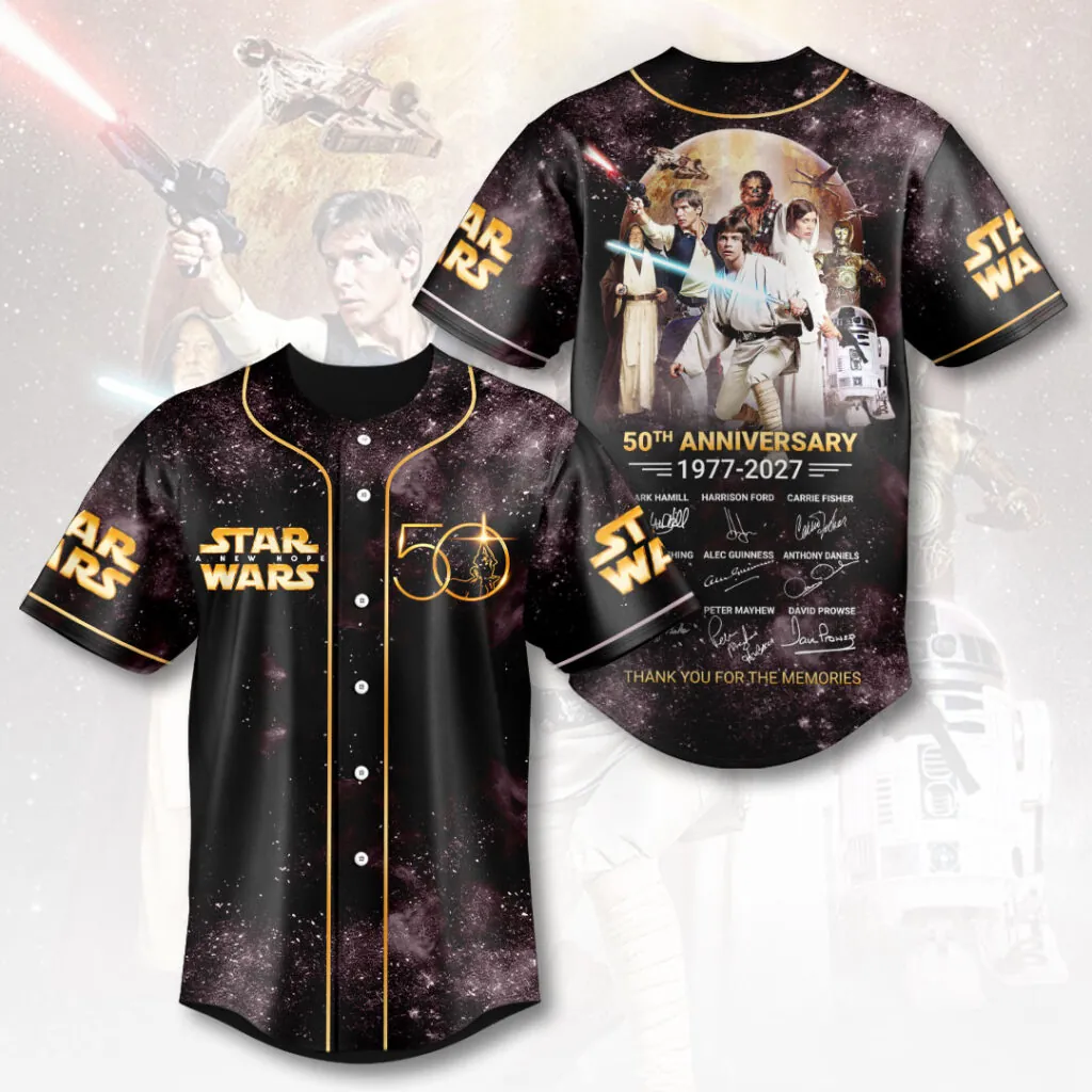 Personalized Star Wars 50th Anniversary Baseball Jersey Gift for Movie Fans