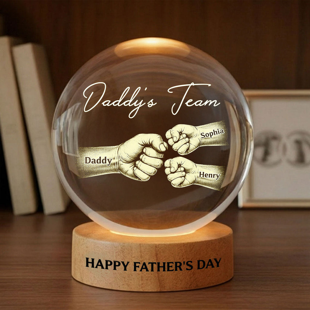 Personalized Crystal Globe Lamp for Dad with Custom Design - Unique Father's Day Gift