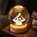 Personalized Crystal Globe Lamp First Father's Day Gift for Dad