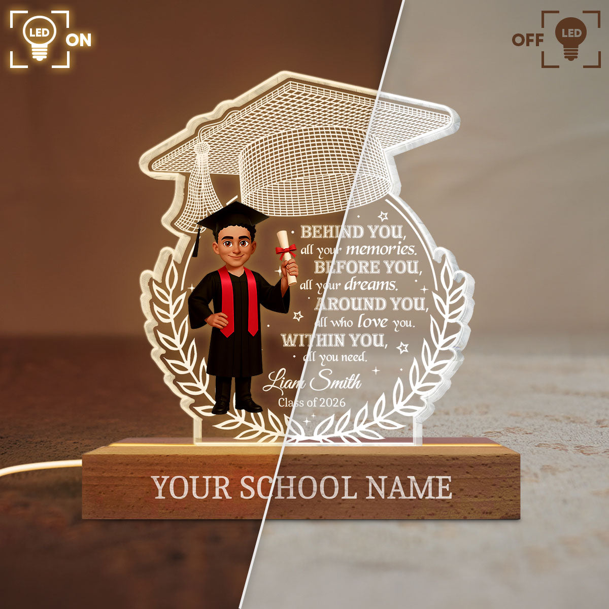 Personalized 3D LED Light Graduation Gift for Class of 2026