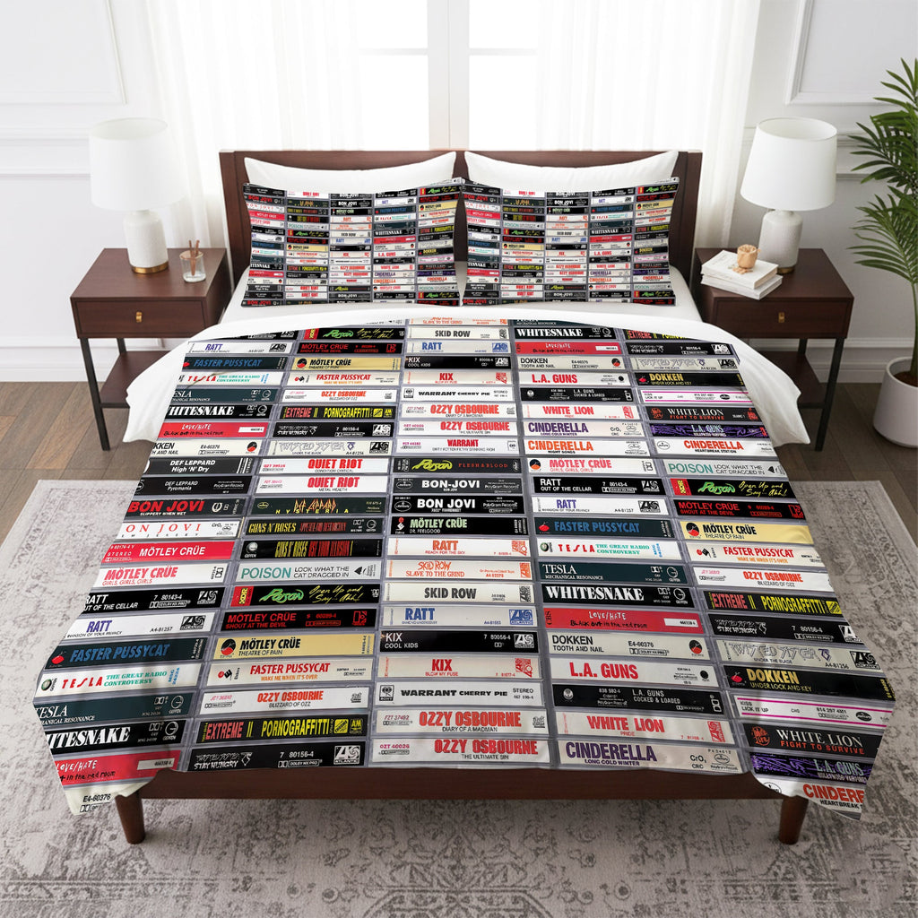 Rock Metal Cassette Bedding Set for Music Lovers | Unique Gift GradoCreations