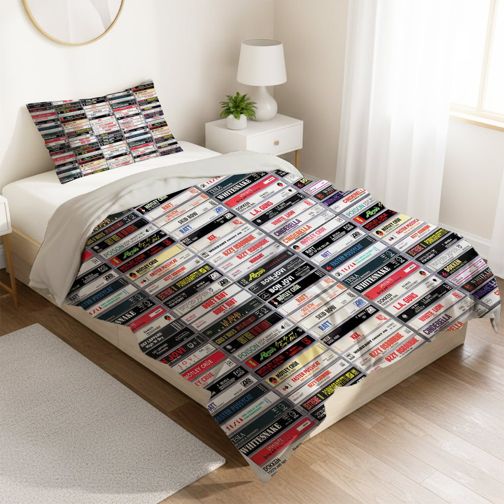 Rock Metal Cassette Bedding Set for Music Lovers | Unique Gift GradoCreations