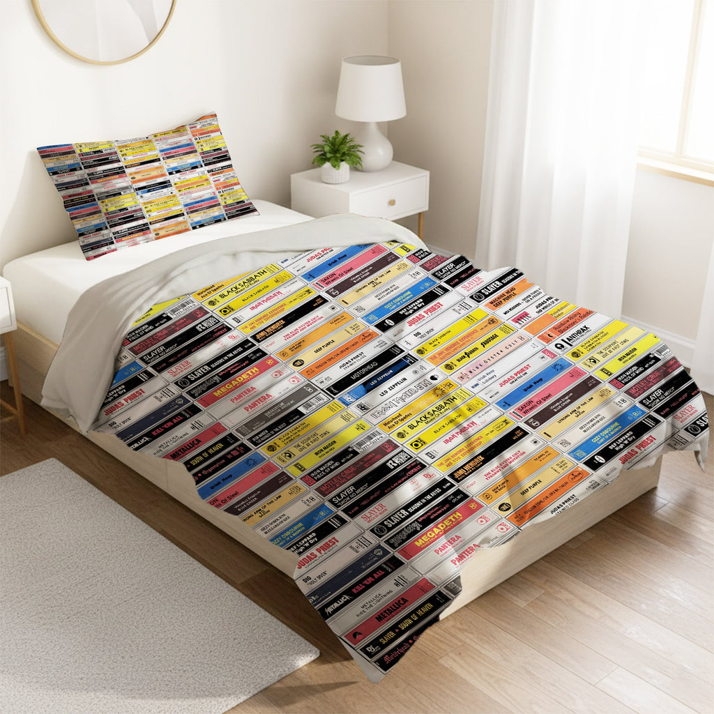 Classic Rock Metal Cassette Bedding Set Gift for Music Lovers GradoCreations