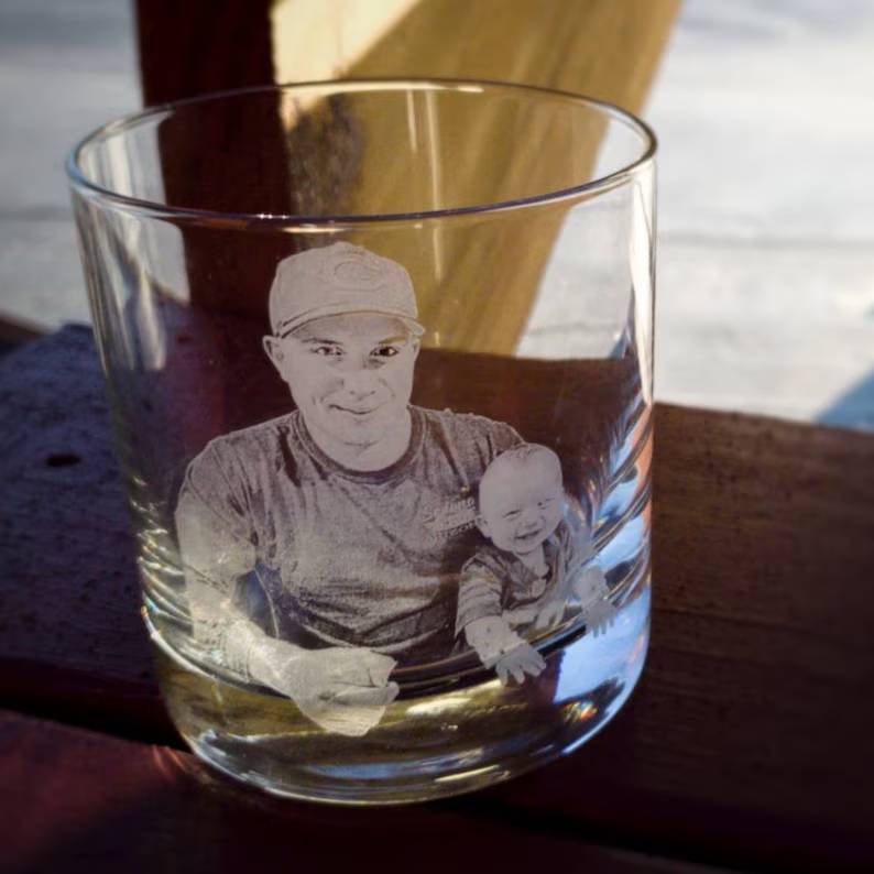 Personalized Engraved Whiskey Glass Custom Photo Gift for Dad HN590 - Engraved Rock Glass GradoCreations