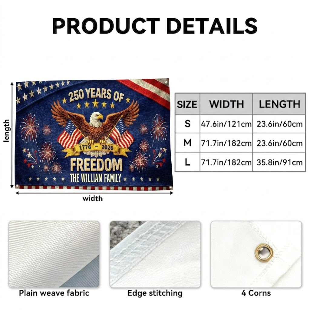Personalized Outdoor Banner USA 250 Years Custom Family Gift