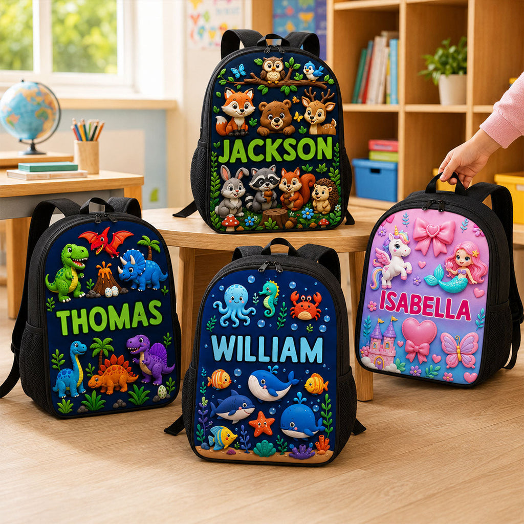 Personalized Animal Backpack Set for Kids - Custom Name School Gear