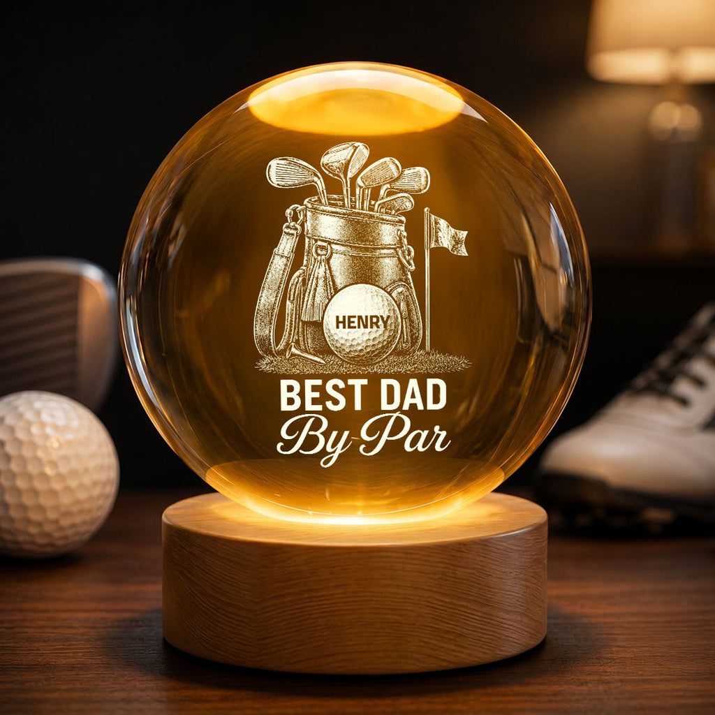 Personalized Golf Crystal Globe Lamp for Dad, Grandpa - Unique Gift Idea