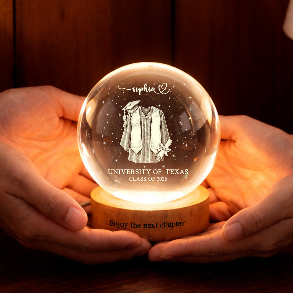 Personalized Crystal Globe Lamp Graduation Gift for Class of 2026