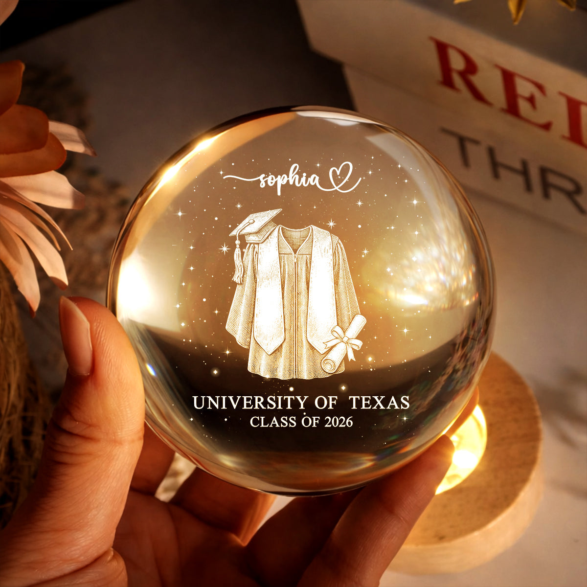 Personalized Crystal Globe Lamp Graduation Gift for Class of 2026
