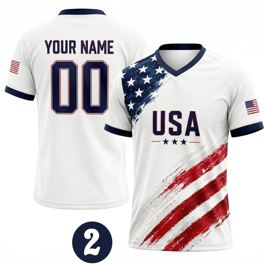 Personalized USA Flag Soccer Jersey Custom Name Number Gift for Sports Fans