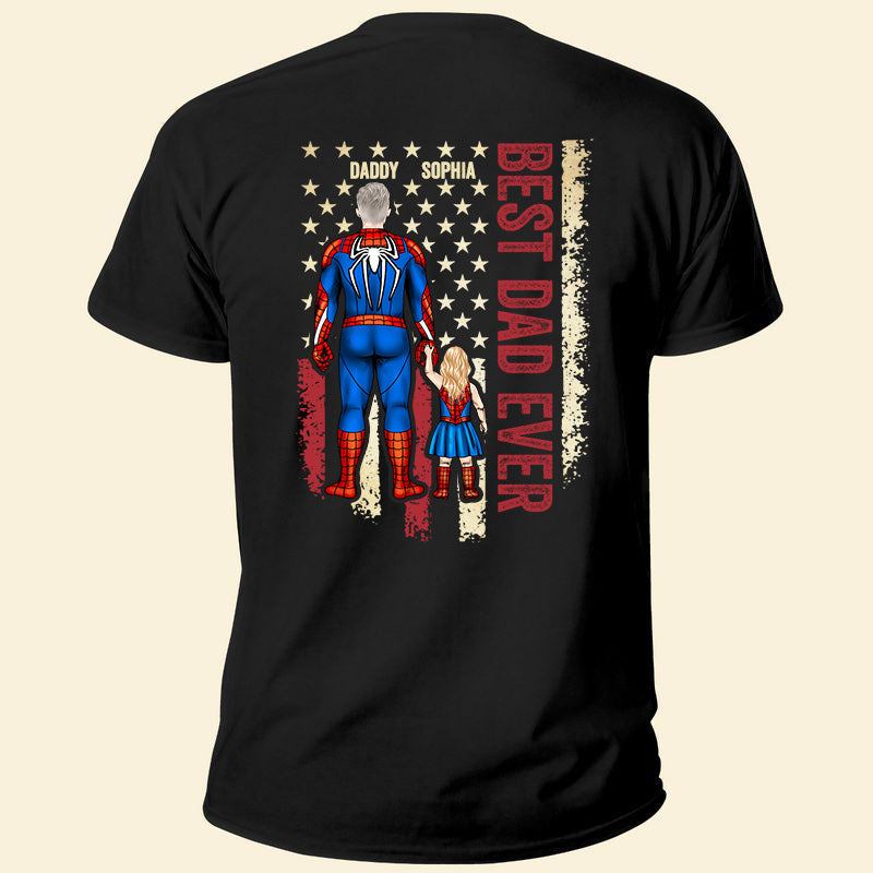 Personalized Superhero T-Shirt Best Dad Ever Gift for Father Cotton Apparel GradoCreations