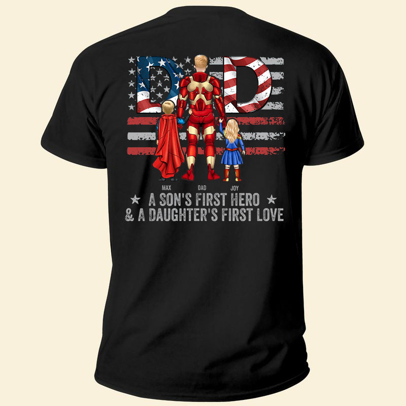 Personalized Father's Day Shirt Superhero Dad Gift for Him Cotton Apparel GradoCreations