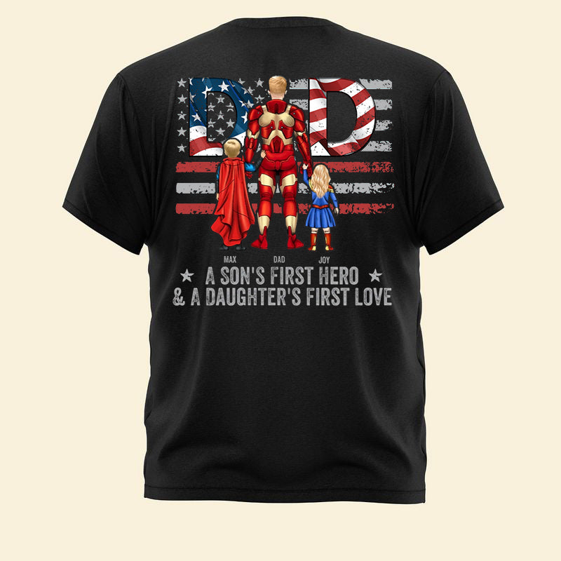Personalized Father's Day Shirt Superhero Dad Gift for Him Cotton Apparel GradoCreations