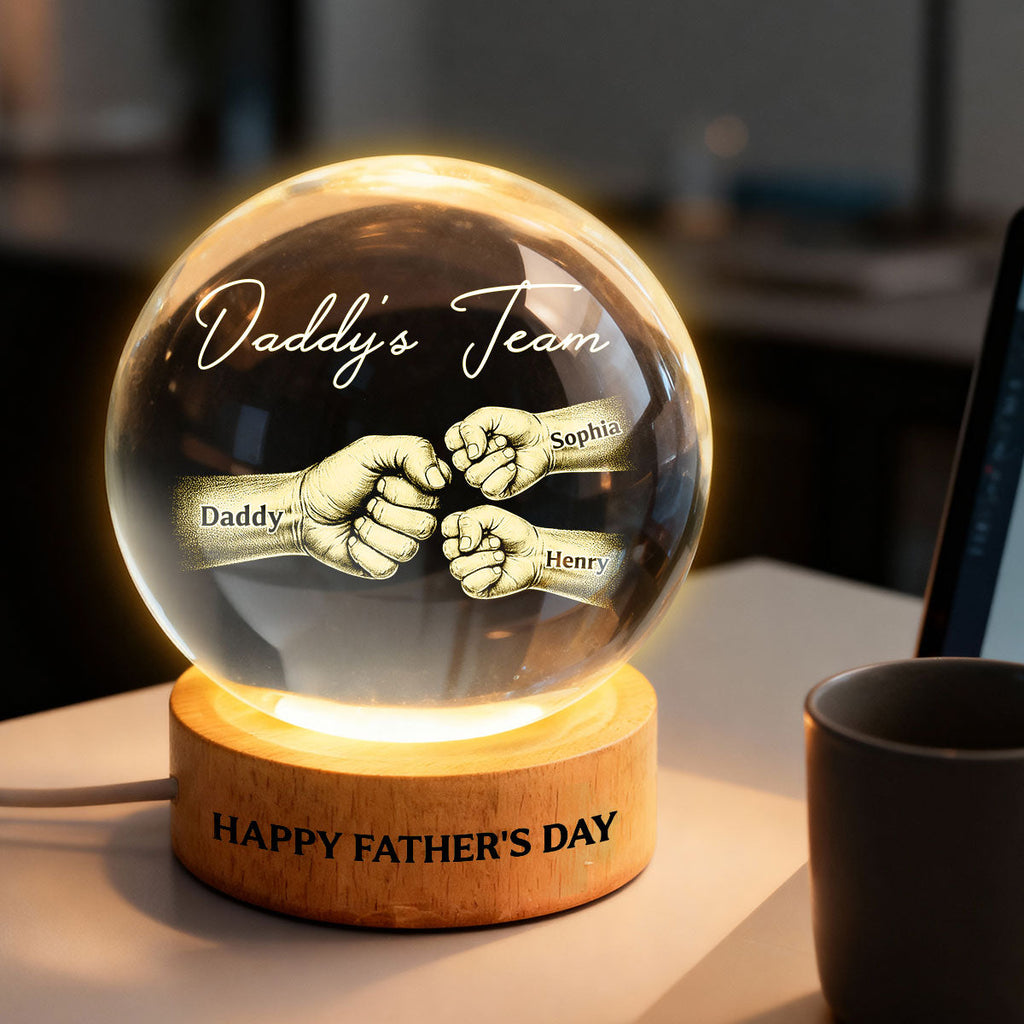 Personalized Crystal Globe Lamp for Dad with Custom Design - Unique Father's Day Gift