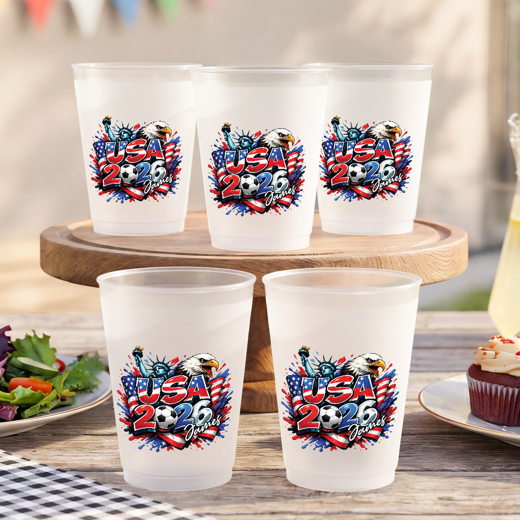 Personalized Frosted Party Cups Custom Soccer Team Gift for Fans