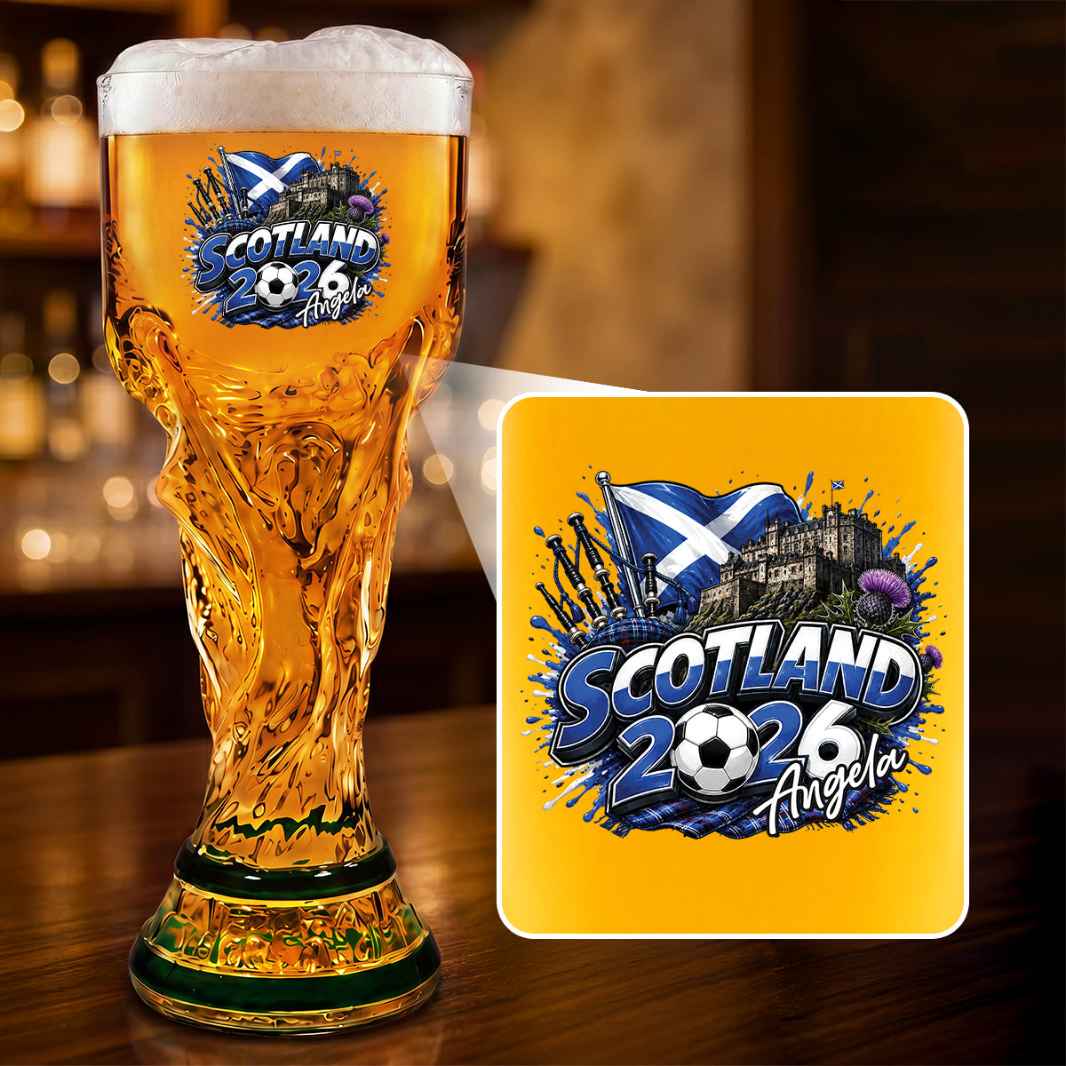 Personalized Trophy Beer Glass England 2026 Gift for Sports Fans
