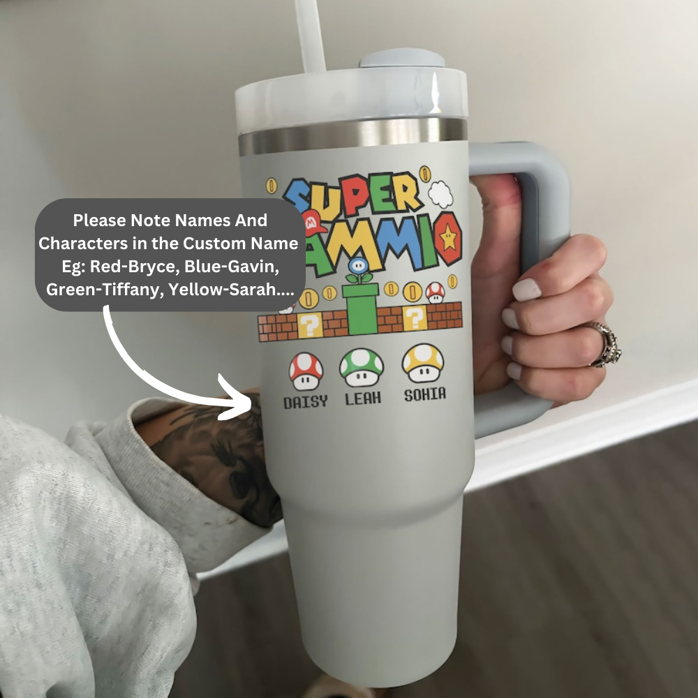 Personalized Super Mammio 40oz Tumbler Custom Name Gift for Mom