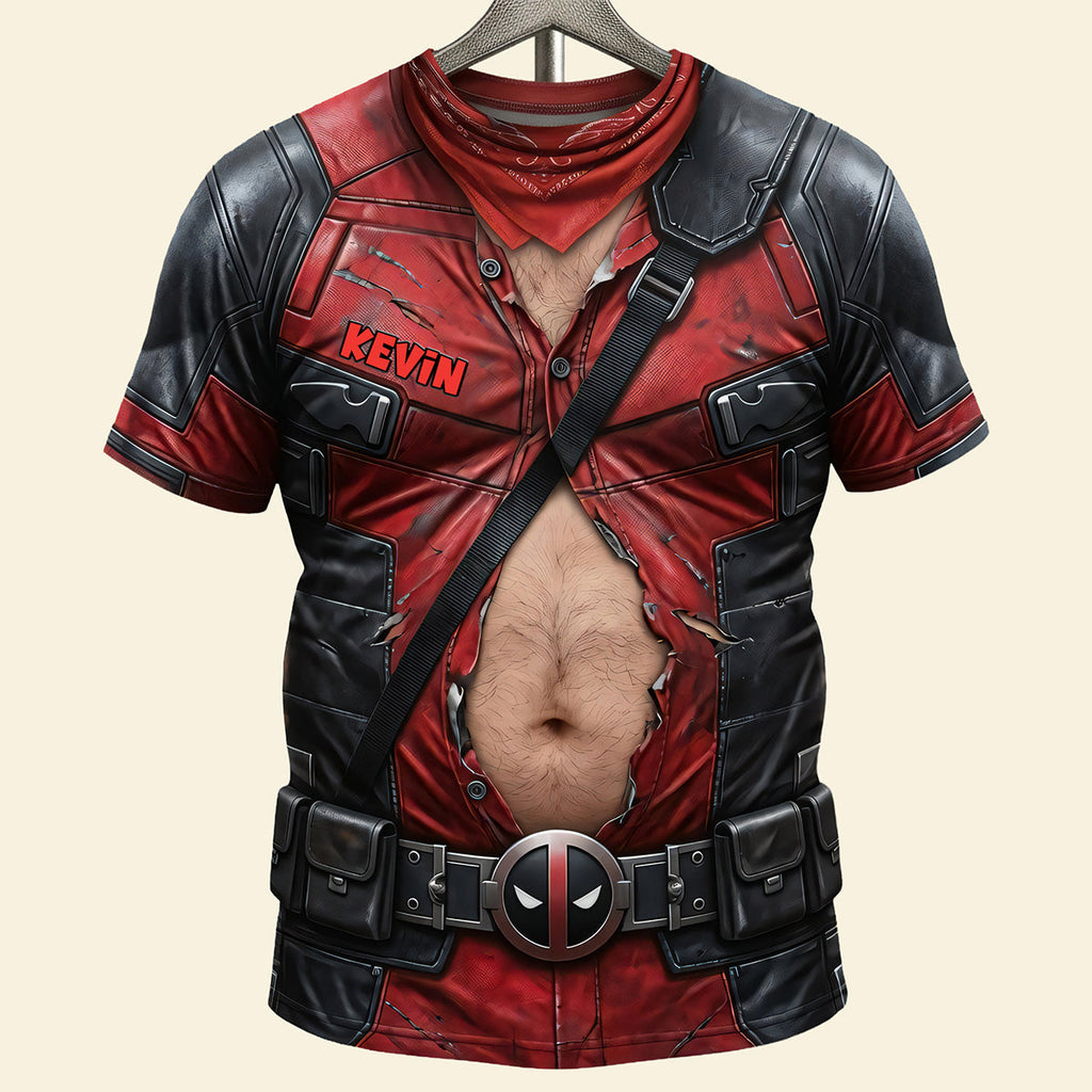 Personalized Superhero Muscle Costume Shirt for Him - Fun Gift for Dad or Husband AOP Tshirt GradoCreations