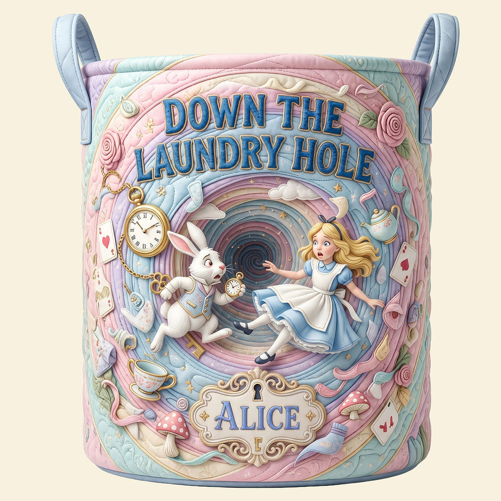Personalized Quilted Laundry Basket Down The Laundry Hole Gift for Movie Fans Quilted Laundry Basket GradoCreations