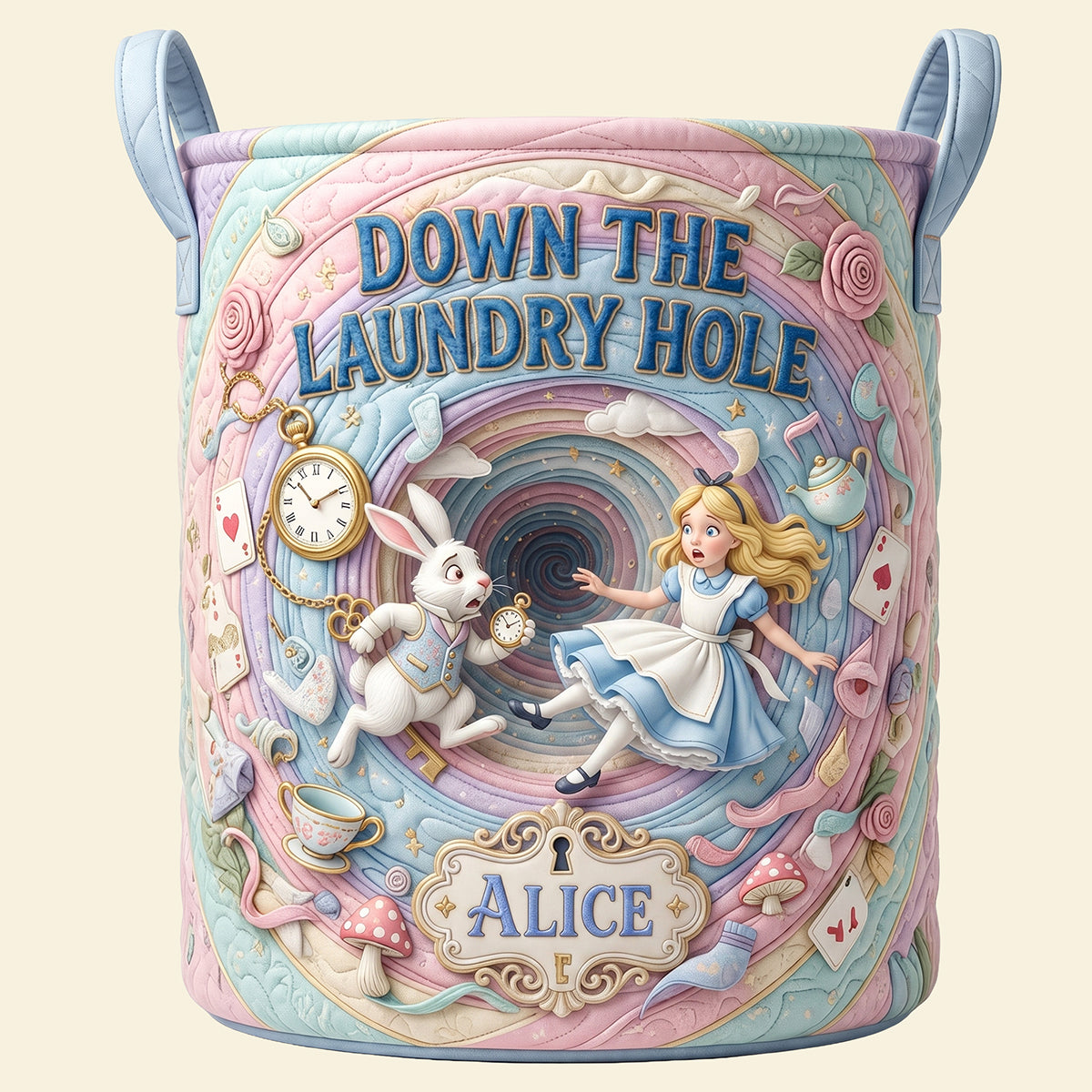 Personalized Quilted Laundry Basket Down The Laundry Hole Gift for Movie Fans Quilted Laundry Basket GradoCreations