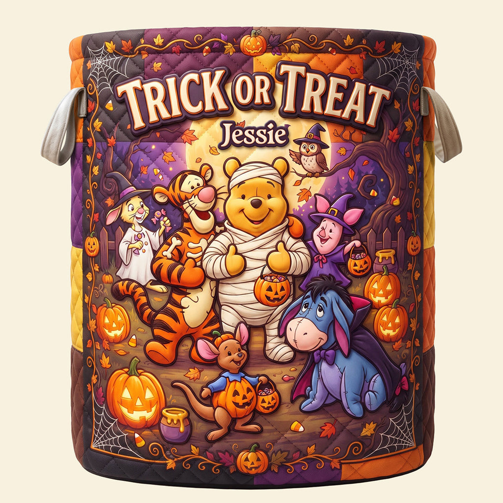 Personalized Quilted Laundry Basket Halloween Gift for Kids Quilted Laundry Basket GradoCreations