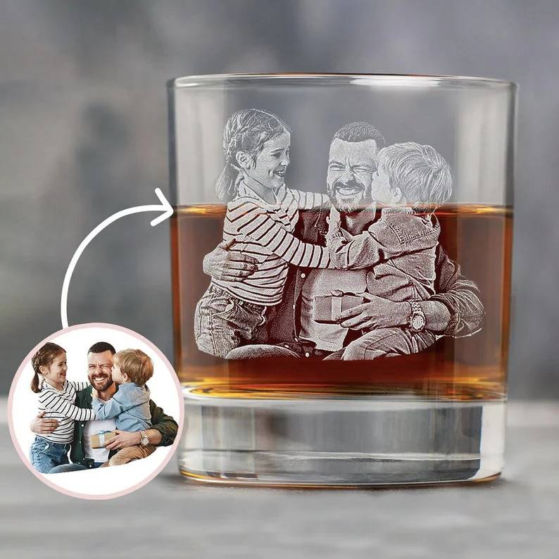 Personalized Engraved Whiskey Glass Custom Photo Gift for Dad HN590 - Engraved Rock Glass GradoCreations