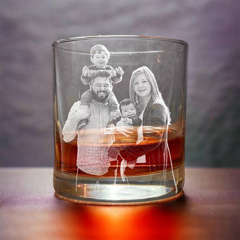 Personalized Engraved Whiskey Glass Custom Photo Gift for Dad HN590 - Engraved Rock Glass GradoCreations