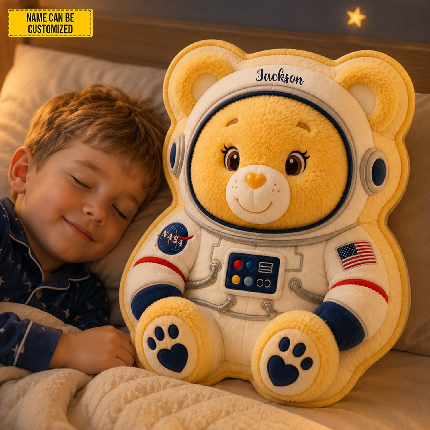 Personalized Astronaut Bear Custom Shape Pillow Gift for Kids GradoCreations
